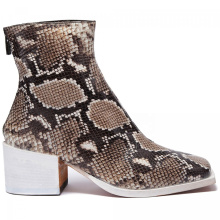 Hot design zipper-up bootie animal snake skin print PU leather ladies' shoes four season boots women shoes cowboy boots